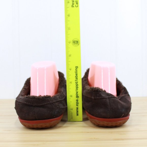 LL BEAN Brown Suede Slide On Open Heel Mountain Slipper Scuffs Size 12 M - Picture 8 of 9